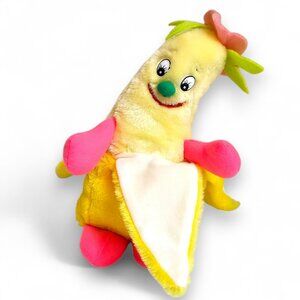 Goffa Garden Patch Friends Banana Plush Stuffed Toy Fruit Yellow Pink Silly 12"